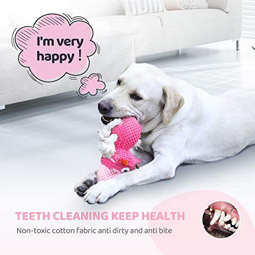IOKHEIRA Indestructible Dog Squeaky Toys for Large Aggressive Chewers, Stuffed Animals with Cotton Material and Crinkle Paper, Durable Chewing Toys - color: Shocking Pink
