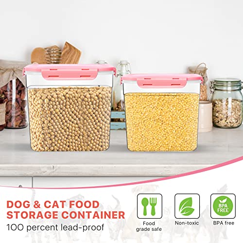 3 Pieces Animal Food Storage Containers, Plastic Dog Food Storage Container with Spoon, 4 Seal Buckles Pet Food Storage Containers for Dog Cat Treats(3.8 L+ 2.3L +1.2L)