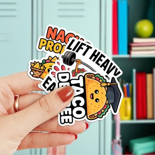 Vybonz Taco Sticker Funny Food Decal Mexican Cuisine Cartoon | Taco Stickers with Funny Food Quotes for Taco Lovers, Restaurant Fans, Laptop, Water Bottle and Notebook Use - color: Taco, size: 3in