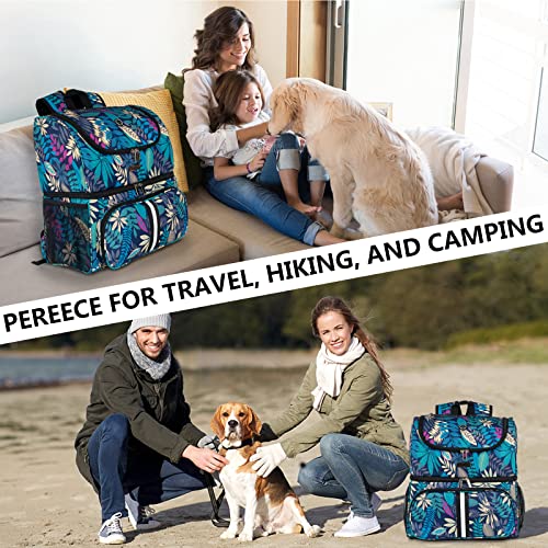 BAGLHER Pet Travel Bag, Double-Layer Pet Supplies Backpack (for All Pet Travel Supplies), Pet Travel Backpack with 2 Silicone Collapsible Bowls and 2 Food Baskets Hawaii - color: Hawaii