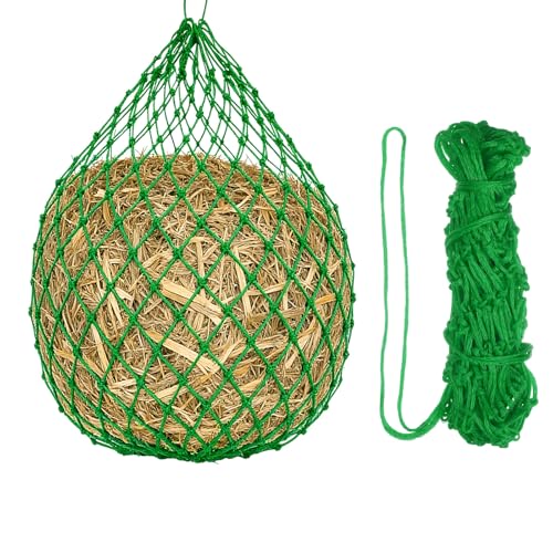 Slow Feeder Hay Net, 40" Length 2" Holes Strong Load-Bearing, Nylon Slow Feed Bag Hay Feeder, (Green, 1 Pcs), Intended for Horses/Goats/Trailer/Stall - color: Green