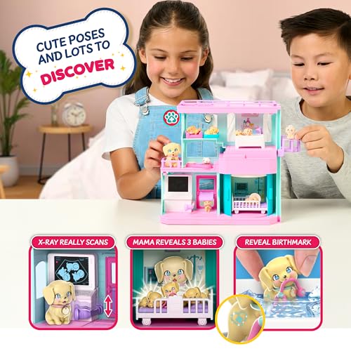 Little Live Pets Mama Surprise Families Pet Vet Playset, Baby Care Clinic Animal Hospital Play Set, 3 Puppies, Accessories, Vet Toys for Kids 5+ | Baby care clinic animal hospital play set, 3 puppies, accessories, vet toy, toys for girls and boys, screen-