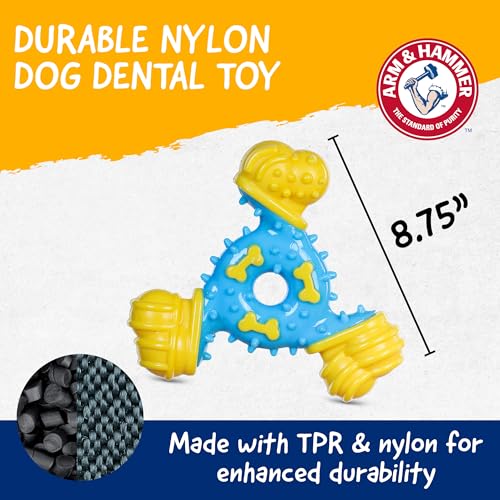 Arm & Hammer Nubbies TriBone Dental Dog Chew Toy, Peanut Butter, 24-Pk | Nylon and TPR construction, baking soda infused, reduces plaque and tartar buildup, ideal for moderate chewers - color: Blue & Yellow TriOBone, size: 24 Count