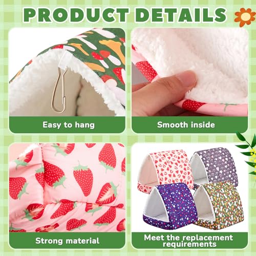 Cinnvoice 4 Pcs Guinea Pig Hideout, Guinea Pig Bed Tunnel, Rabbit Washable Small House Cage Accessories for Bunny Hedgehog Mouse Chinchillas Hamsters Ferrets Bearded Dragons Rats (Classic,9.8 in) - size: 9.8 in, style: Classic
