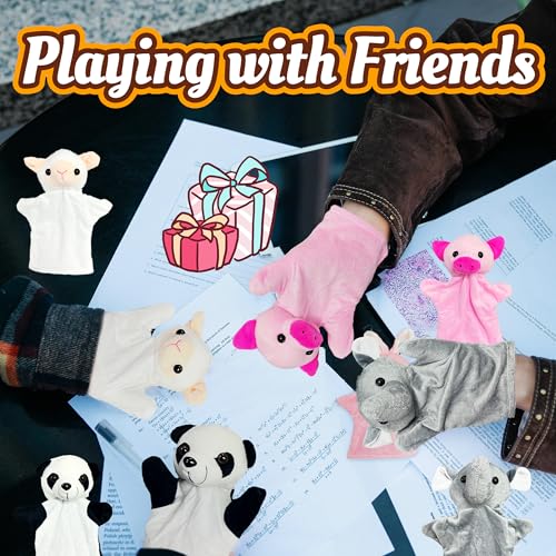 Panda Hand Puppets (1 Pack) for Toddlers and Kids Party Favors, Soft Stuffed Animals Finger Toy, Pre-School Pretend Play, Panda Hand Puppet Plush Toys for Home ＆ School Role Play, Goody Bags Filler - style: Panda