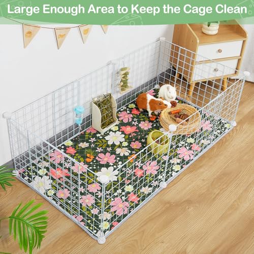 Unicorn Catcher 2 Pack Washable Guinea Pig Cage Liner, Waterproof Bedding | Reusable Absorbent Bedding For Rabbits, Hamsters, And Hedgehogs With A Leak-Proof Design To Keep Cages Dry And Clean - color: Flower Prints, size: 47X24in
