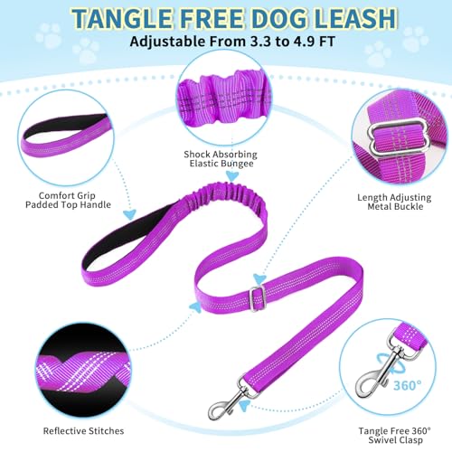 Lukovee Small Dog Harness and Leash Set, No Pull Soft Padded Vest | Both Neck & Chest Adjustable, Reflective, Puppy Harness with 4ft Lightweight Anti-Twist Dog Leash for Small Dogs (Purple,XXS) - color: A-Purple, size: XXS ( Chest 11.5'' ~ 15'')