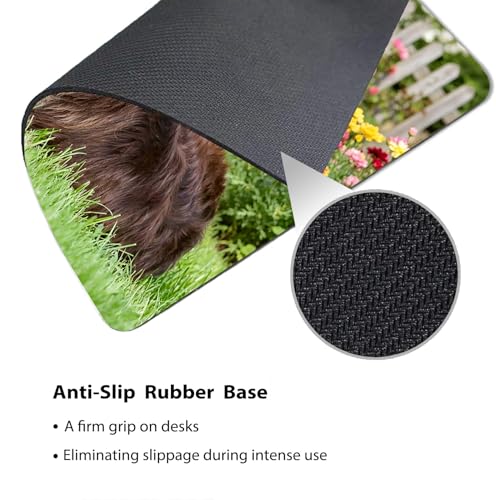 Adorable Fluffy Brown Retriever Mouse Pad, Chocolate Garden Pup Desk Mat | 9.5"x 7.9", Colorful Summer Flowers Garden Scenery, Cute Smooth & Anti-Slip Mousepad - color: Colorful Design Wknoon-Art 14