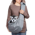 Dog Cat Sling Carrier Adjustable Padded Shoulder Strap with Mesh Pocket for Outdoor Travel (Grey, L - 8 to 15 lbs) - color: Grey