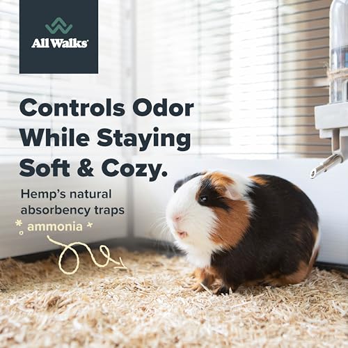 | Hemp Bedding for Small Animals, 4 x 10L Bags 40L Total (8 LBS) | Low Dust, Odor Control, Highly Absorbent, Natural Cage Bedding for Rabbits, Guinea Pigs, Hamsters, Birds and More - size: 40L