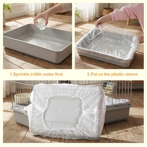COMNICO Disposable Cage Liners, 100 Pcs Rabbit Guinea Pig Cage Liner Bags | Small Animals, Universal, Plastic Film, for Bunny Bird Hedgehog, Chinchilla, Essentials, Indoor