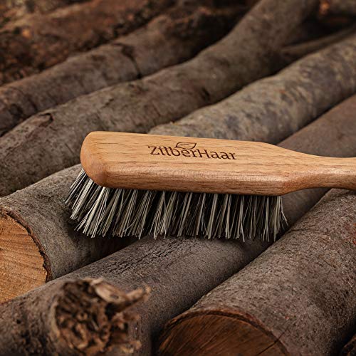 ZilberHaar Vegan Beard Brush - Stiff Bristles - Oiled Walnut and Mexican Tampico bristles - Animal-Free Beard Grooming Product - Made in Europe