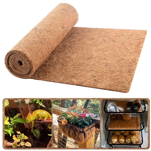 Sinimaka Coco Liner Roll, 16 x 120 Inch Coconut Fiber Liners for Planter Window Box Flower Basket, Natural Coco Mats Coco Coir Sheet for Reptile Carpet, Animal Pet Pad, Garden Decoration - size: 16x120 inch