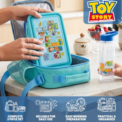 Get Trend Toy Story Boys Lunch Box 3Pc Set | Kids Insulated Lunch Bag with BPA-Free Water Bottle and Bento Box, Back to School Woody & Buzz Lightyear Gifts for Boys - color: Blue/Multi Toy Story