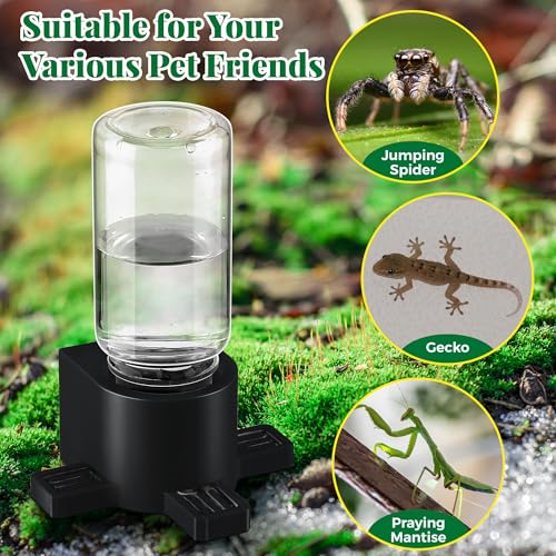 2 Pcs 10ML Jumping Spider Water Dispenser with Magnets, Black | Gravity-Fed Automatic Water Supply, Safe Material forTarantulas Enclosure/Habitat, Flexible Magnetic Installation
