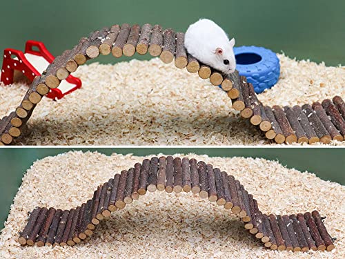 Rat Ladder Bridge, Wooden Hamster Climbing Ladder Toy, Small Animals Cage Accessories for Bird Parrot Hamster Mouse Rat Sugar Glider Hermit Crab Sugar Glider Chinchilla(23.62x3.14 Inches) - color: Apple Wood