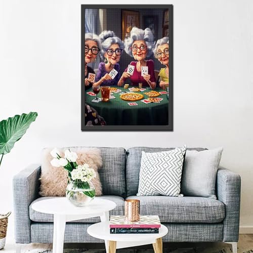 Old Woman Jigsaw Puzzles 1000 Pieces for Adults, Families(Girl,Lady,Pizza,Playing Card,Red Wine,Friends) Pieces Fit Together Perfectly 19.7''x27.6''inch Romantic Friendship Frameable Magic Puzzle Art - color: Artwork-08