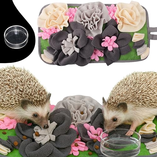 Foraging Mat For Hedgehog Enrichment Toys, Hedgehog Toys For Cage and Water Bowl, Interactive Feeding Toy For Small Pet, Rabbit Foraging Mat, Hedgehogs Accessories, Guinea Pig Toy (Gray, 17.7x9.8in) - color: Gray
