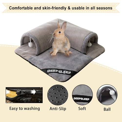 Rabbit Tunnel Bed with Removable Plush Mat - Soft Hideout & Play Tube