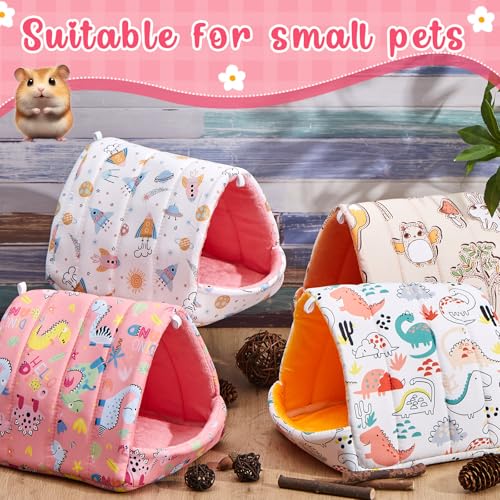 Cinnvoice 4 Pcs Guinea Pig Hideout, Guinea Pig Bed Tunnel, Rabbit Washable Small House Cage Accessories for Bunny Hedgehog Mouse Chinchillas Hamsters Ferrets Bearded Dragons Rats(Cartoon, 7.9 in) - size: 7.9 in, style: Cartoon