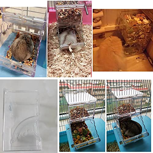 Hamsters Feeder Small Animals Automatic Dispenser Acrylic Clear Pet Food Storage Bowl for Dwarf Hamster Gerbils Mice Hedgehog Guinea Pig Pigeon Parrots (300ML) - color: 300ML