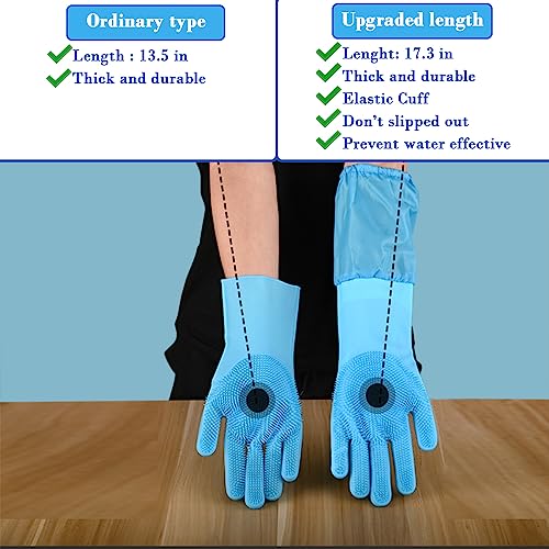 Pet Grooming Gloves Pet Hair Remover Cat, Dog Washing Gloves Silicone Heat Resistant Cleaning Gloves with High-Density Teeth Grooming Gloves for Dogs, Cats, Horses, Rabbits (2 Pairs - Blue) - color: 2 Pairs - Blue