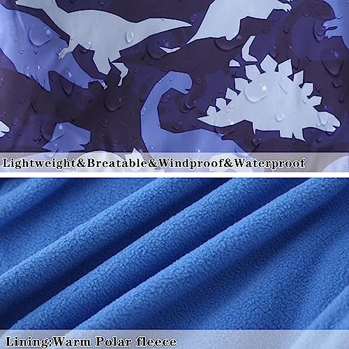 Happy Cherry Toddler Boy Girl Fleece Lined Jackets Waterproof Hooded Windbreaker Coat for Winter Fall 2023 - color: Thick Camo Blue Dino, size: 3-4T