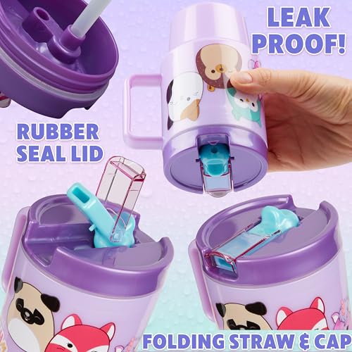 Get Trend Squishmallows Kids Water Bottle with Straw 16.9 oz BPA Free Plastic Cup with Lid Handle Reusable Tumbler for School Gifts for Kids (Lilac Squishmallows) - color: Lilac Squishmallow