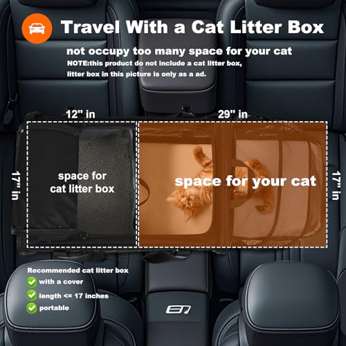 pidipiti 25x17x17 Extra-Large Expandable cat Carrier for car Road Travel | for 1 Extra-Large cat/2 Large /3 Medium Cats up to 35 lbs,large cage kennel for long road trip,zipper lock,good Visibility - size: 25.5"L x 17"W x 17"H