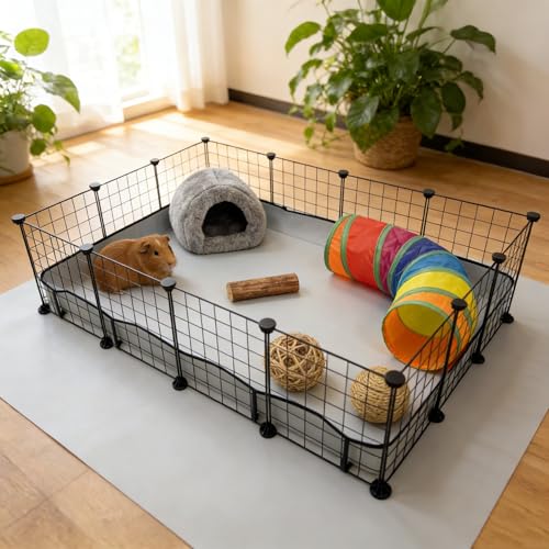 Guinea Pig Cage Liner Tarp Bottom Waterproof and Washable Base Also for Rabbits, Bunny, Chinchesillas, Hedgehog, Ferrets and Other Small Animals(36x48 inches) - size: 36.0"L x 48.0"W x 4.0"H