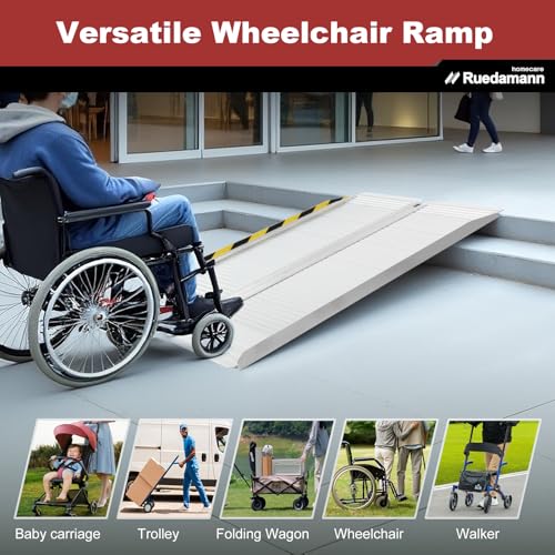 Ruedamann Portable Wheelchair Ramp, Sturdy Non-Slip Aluminum Wheelchair Ramp MR607MW607M0224 - size: 6FT Silver(Using Height 6-18'')