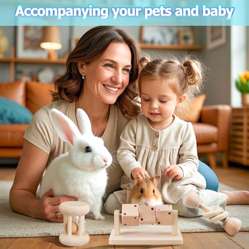 AOWPFVV Wooden Hamster Toys,Safe Rabbit Toys for Guinea Pigs | Small Animals,Chinchillas, Gerbils, Rats, Bunny,Rodents Teeth Care Toys for Cage