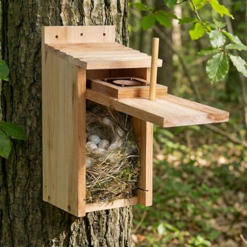 Bird Houses for Outside Clearance with Copper Guard, Cedar Bird House Outdoor, Bluebird Finch Swallow Wren Chickadee Self-Assembly Kit, 1 Pack