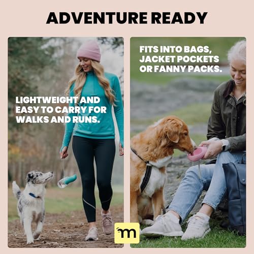 MalsiPree Dog Water Bottle Dispenser - 12 oz Blue, Leak-Proof | 12oz leak-proof bottle - one-hand use - built-in bowl - Use for dog walks, travel, hiking & beach days - color: Blue, size: 12oz - Standard