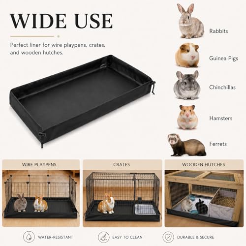 Cage Liner for Guinea or Rabbit: 24 x 48 Inch Small Pet Bedding Pad Accessories, Washable & Waterproof Mat for Bunny or Hamster (Without Cage)