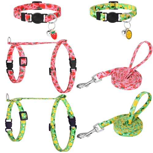2 Pack Cat Harness and Leash Escape Proof Adjustable Cat Harness with Leash | Lightweight Soft and Comfortable for Small Medium Cats Safe Walking and Travel - color: Pink,Green