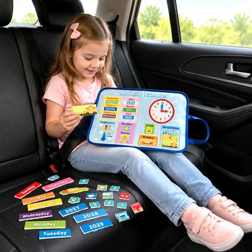 WATINC Travel Felt Board Story Set - Portable Felt Board Educational Birthday Gift for Boys Girls, Themed Storytelling Preschool Early Learning Interactive Play Kit for Toddlers (Calendar) - style: Calendar
