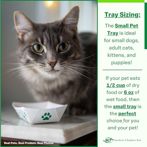 SCT, Small Disposable Pet Food Bowl, 1/2 Cup (50 Quantity) Pet Food Tray, Travel Pet Bowl, Feeding Kittens, Puppies, Cats, and Dogs, Wet Food and Dry Food, 6 oz Capacity - size: Small