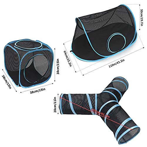 INTURN Cat Furniture Tent for Indoor and Outdoor Playpen Portable Cat Tunnels, Outdoor Kennel (2 Cube + 3-Way Tunnel) - color: 2 Cube + 3-Way Tunnel