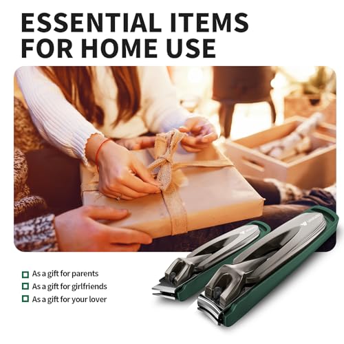 Nail Clippers with Catcher, 2-Pack Slanted & Curved Nail Clippers for Ingrown Toenails and Fingernails, Anti-Splash Nail Cutter for Men, Women, Seniors, Heavy-Duty Finger Nail Clippers Adult - style: Curved & Slanted