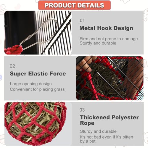 2Pcs Rabbit Hay Feeder Mesh Bags 13.5x11 Inch High-Capacity Hanging Bunny Hay Feeder for Guinea Pig Hamster Chinchilla Gerbils Small Pets and Animals Cage Accessories Supplies - color: Green&Red