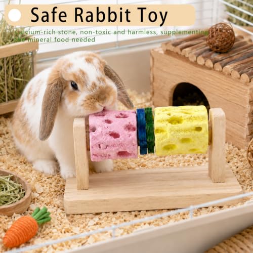 Guinea Pig Chew Toys for Teeth, Natural Grinding Stone Toy | Adds Calcium to Diet, Rotating Wood Rat Chewing Treat Toys for Syrian & Dwarf Hamsters, Rats, Guinea Pig, Chinchillas