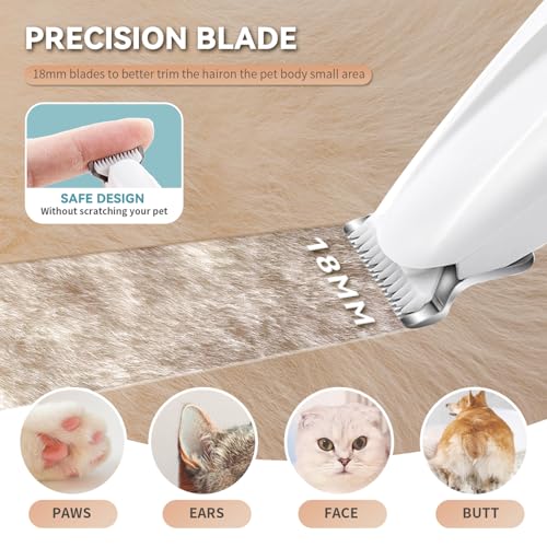 2026 New Pet Precision Trimmer, Dog Paw Trimmer with LED Light, Ultra Quiet | IP68 Waterproof, Dual-Speed Motor, Suit for Trimming Paw, Ear, Face, Butt, Eyebrows, USB Rechageble - color: White Variant