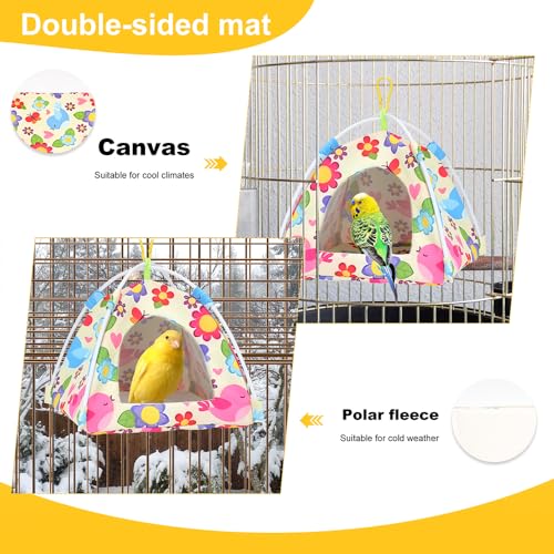 Bird Tent Bed for Parakeets, Cozy Cage Accessories for Small Birds | Dual-sided mat, washable fleece, hanging design, fits budgies lovebirds finches parrotlets, all-season use, easy install