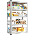 REIBII Storage Shelves,5-Tier Adjustable Waterproof Storage Rack for Pantry | Metal Garage Shelving,Rust-Resistant Build,Tool-Free,For Kitchen Closet Galvanized,12"D x 28"W x 59.8"H,2020LBS,Sliver - size: 28"W x 12"D x 59.8"H