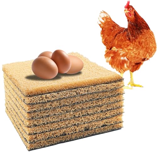 8 Pack Chicken Nesting Pads, Washable Reusable Hen Laying Mats, Brown | 12 x 12 inch Chicken Coop Accessories, Cut to Fit Nesting Boxes, Rabbit Cages - color: Brown