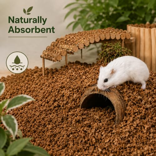 Natural Large Cork Hamster Bedding, Soft Digging Substrate for Small Animals | Natural cork bedding creates a soft digging habitat for hamsters, gerbils, mice and other small animals - size: Large
