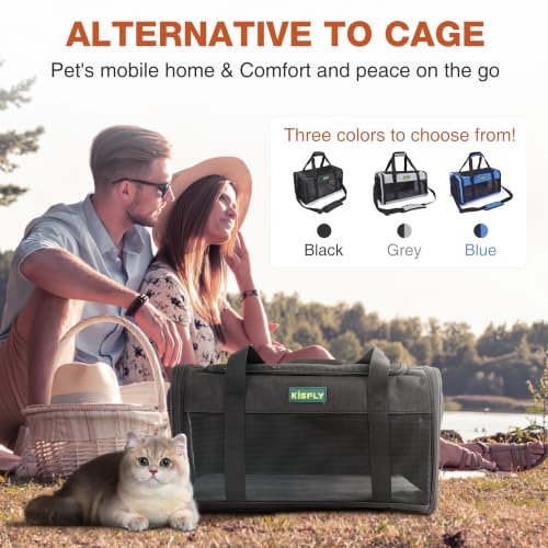 Airline Approved Cat Carrier 17"x11"x9.5", Under Seat Pet Travel Bag | TSA-friendly soft carrier with breathable mesh, top opening and foldable design. Fits cats up to 12 lbs for cabin travel. - color: Black, size: 17x11x9.5 In