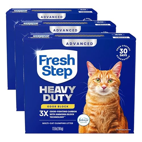 Fresh Step Heavy Duty Odor Block Advanced Multi Cat Clumping Litter with Febreze, 52.5 lb (Package May Vary),(17.5lb Pack x 3) - size: 17.5 lb (Pack of 3)