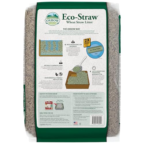 Oxbow Eco Straw Rabbit Litter Pellets, Bunny & Ferret Litter, USA, 20 lb | Wheat Straw Pellet Litter, Low Dust, Rabbits, Bunnies, Ferrets, Guinea Pigs, Cats, Odor Control, Scoopable, Highly Absorbent